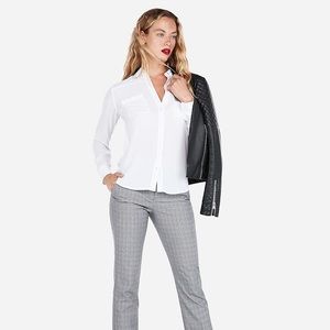 3/$18 White Express Convertible Sleeve Blouse